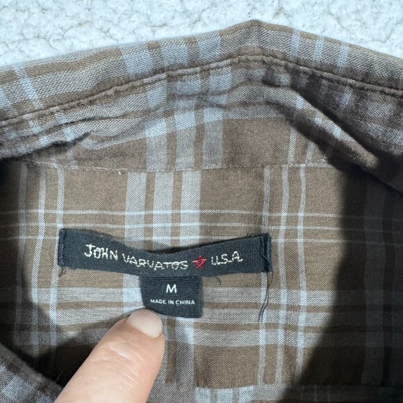 John Varvatos Mens Brown Plaid Long Sleeve Button Down Shirt sz M Preppy - Picture 4 of 5